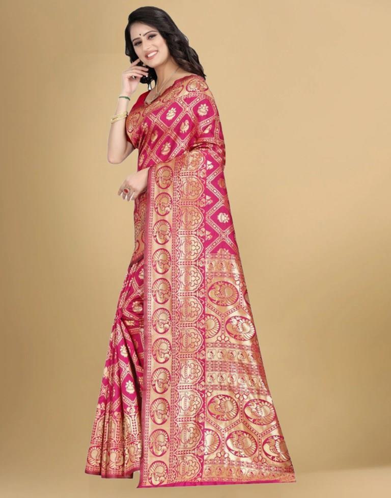 Rani Pink Banarasi Silk Saree