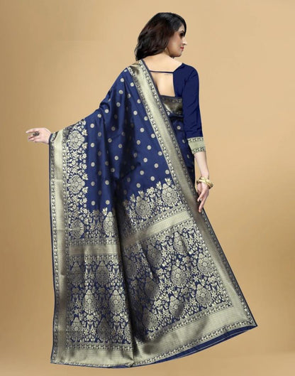 Navy Blue Banarasi Silk Saree