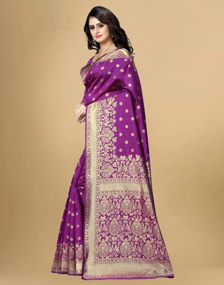 Purple Banarasi Silk Saree