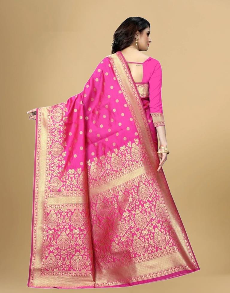 Rani Pink Jacquard Banarasi Silk Saree