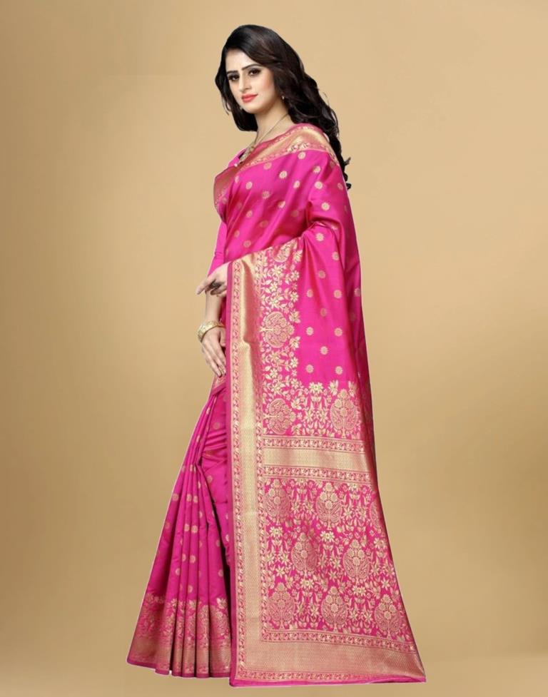 Rani Pink Jacquard Banarasi Silk Saree