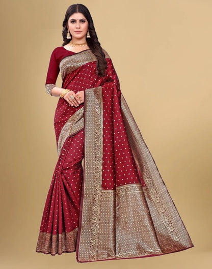 Maroon Banarasi Silk Saree