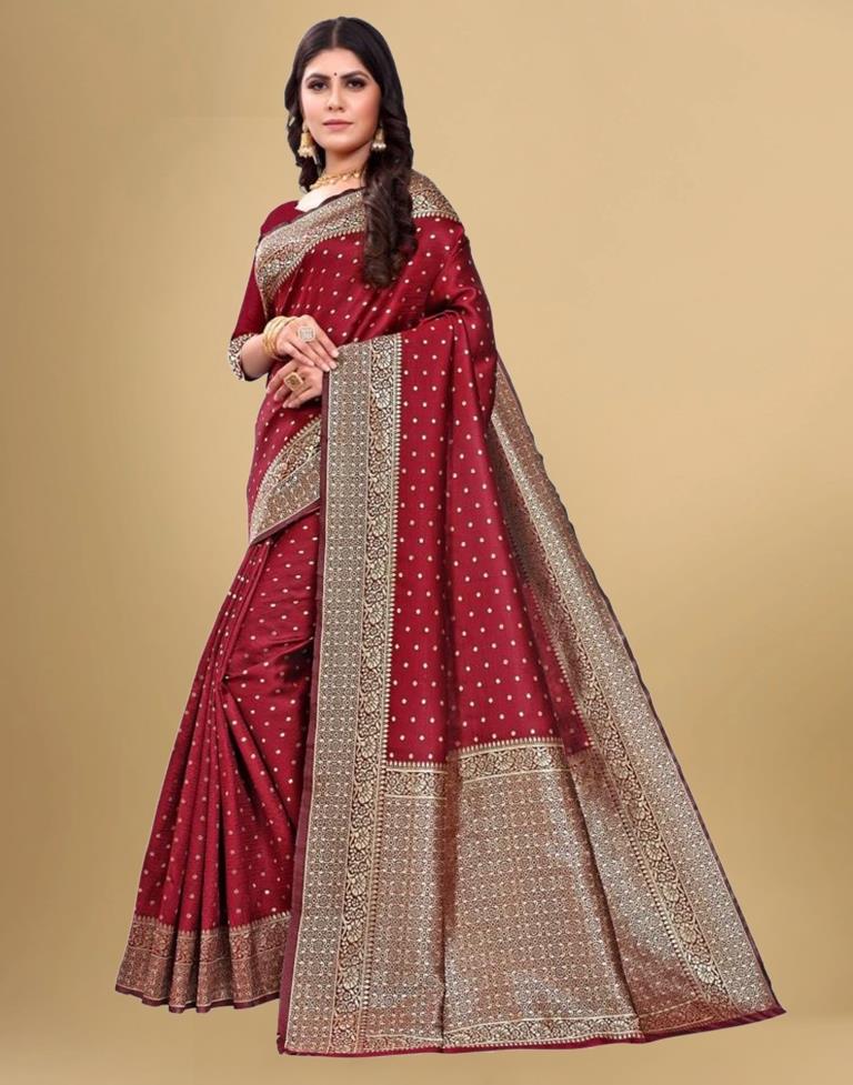 Maroon Banarasi Silk Saree