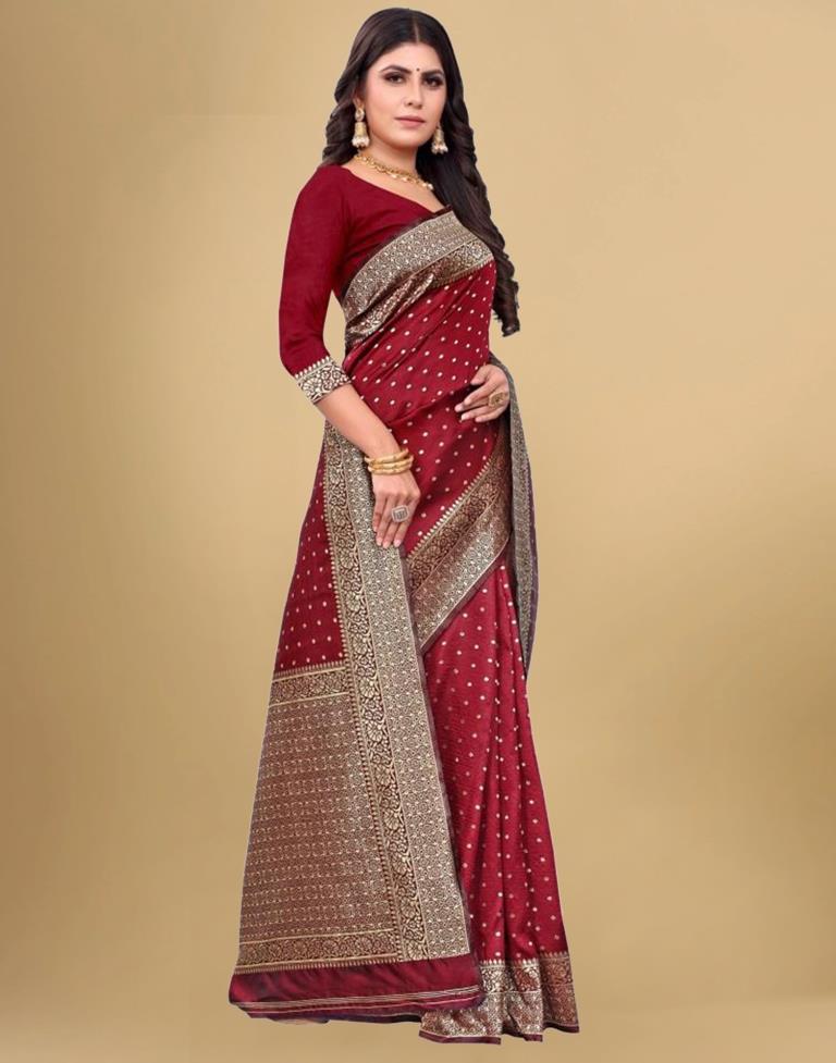 Maroon Banarasi Silk Saree