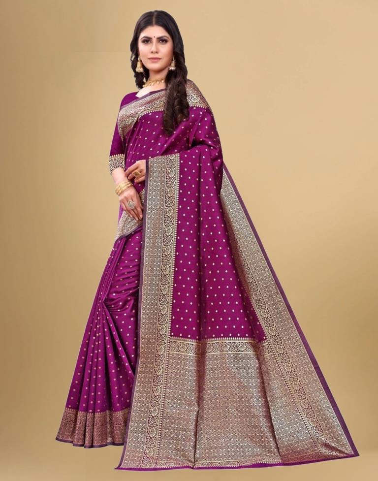 Purple Banarasi Silk Saree