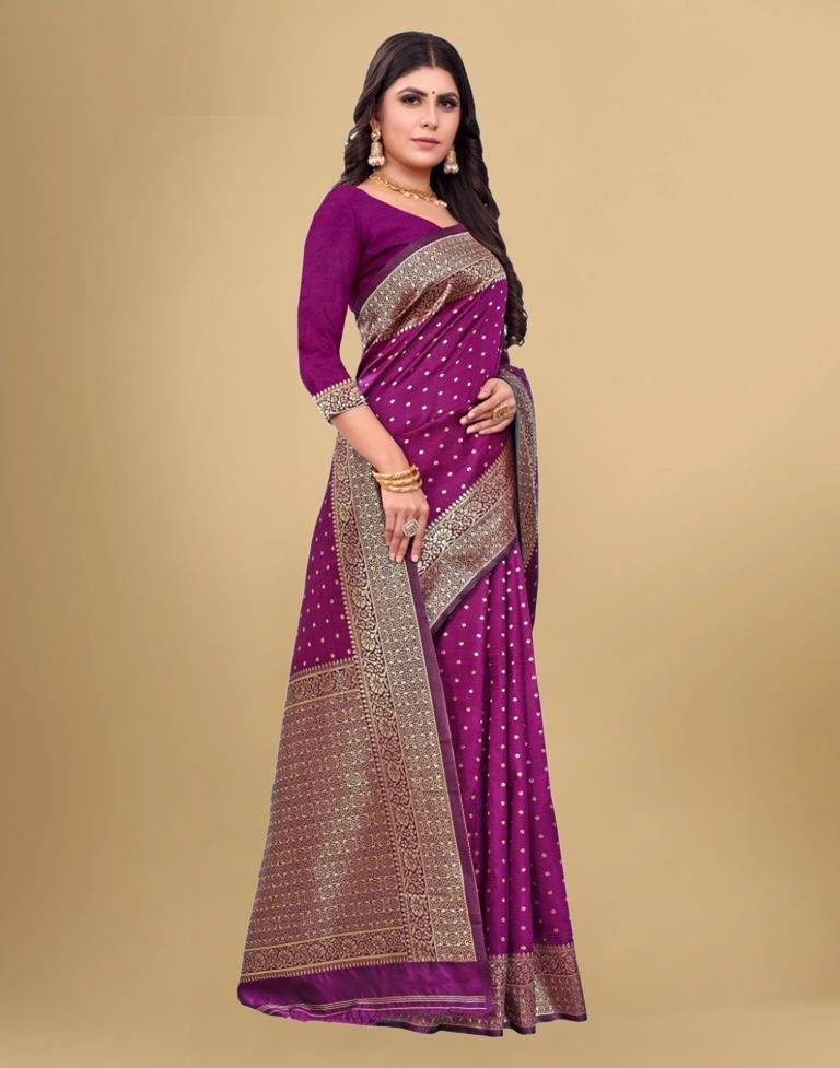 Purple Banarasi Silk Saree