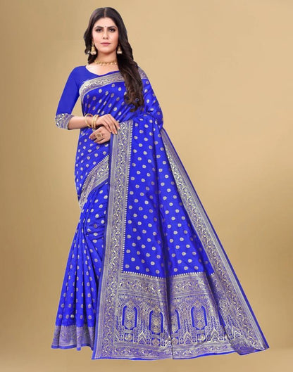 Royal Blue Jacquard Banarasi Silk Saree