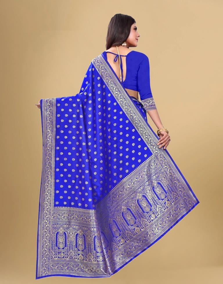 Royal Blue Jacquard Banarasi Silk Saree