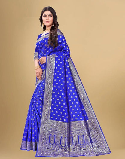 Royal Blue Jacquard Banarasi Silk Saree