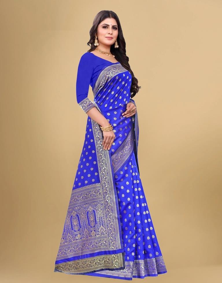 Royal Blue Jacquard Banarasi Silk Saree