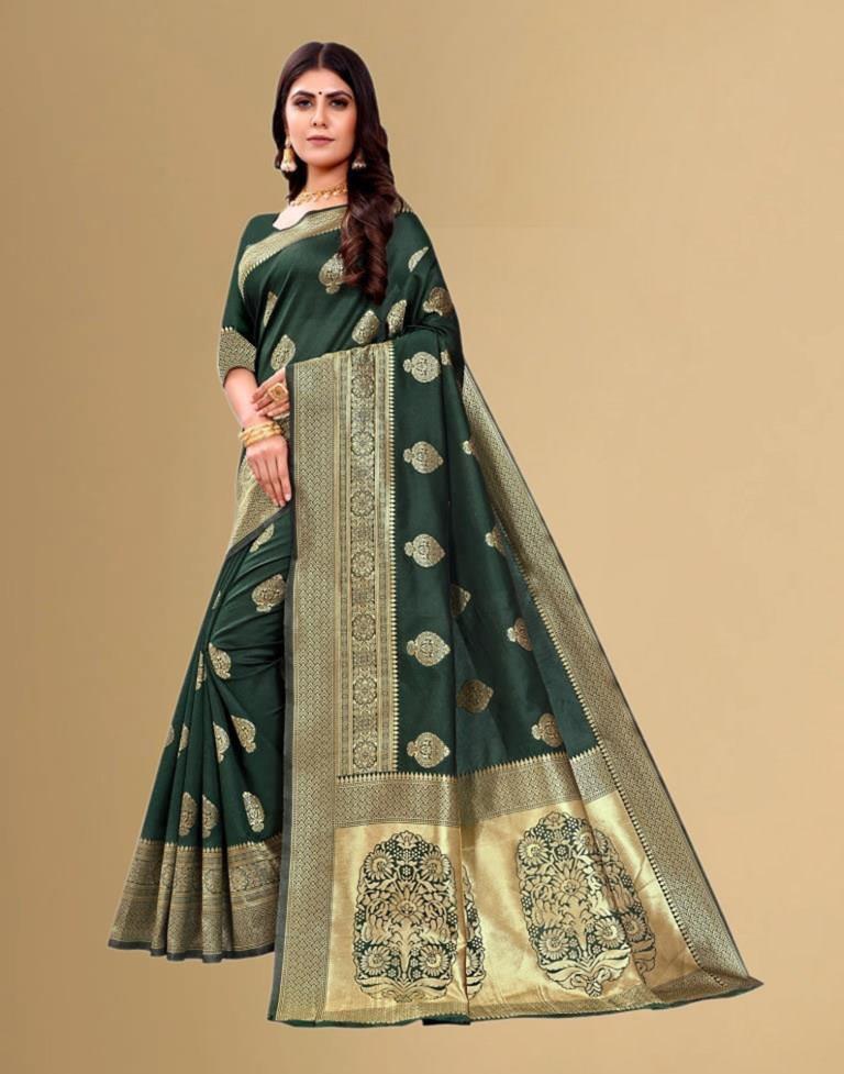 Green Jacquard Banarasi Silk Saree