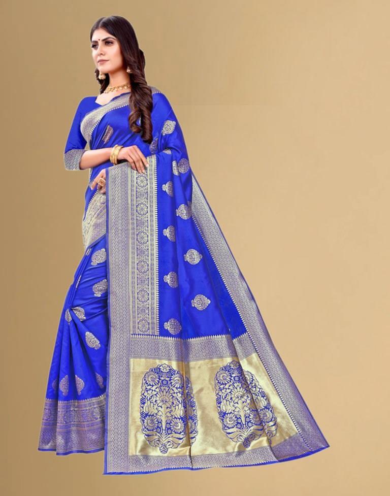 Royal Blue Jacquard Banarasi Silk Saree