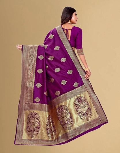 Wine Jacquard Banarasi Silk Saree