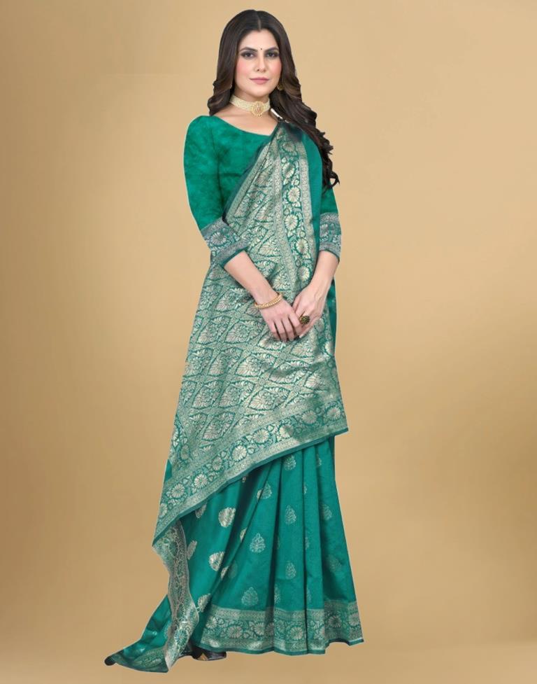 Rama Green Banarasi Silk Saree