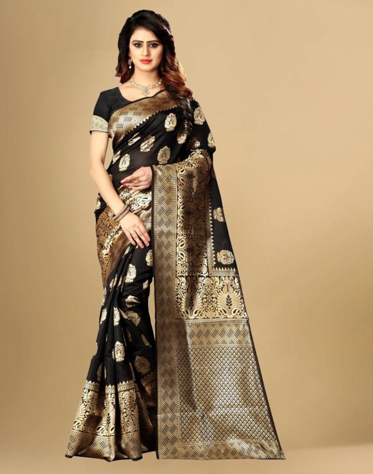 Black Jacquard Banarasi Silk Saree