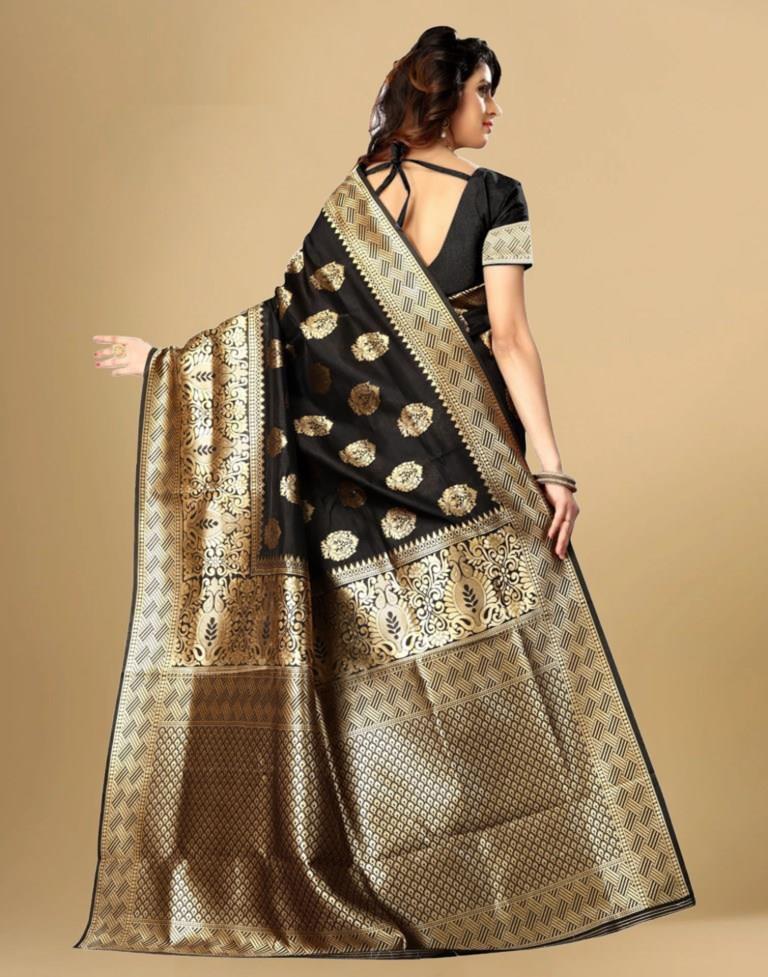 Black Jacquard Banarasi Silk Saree