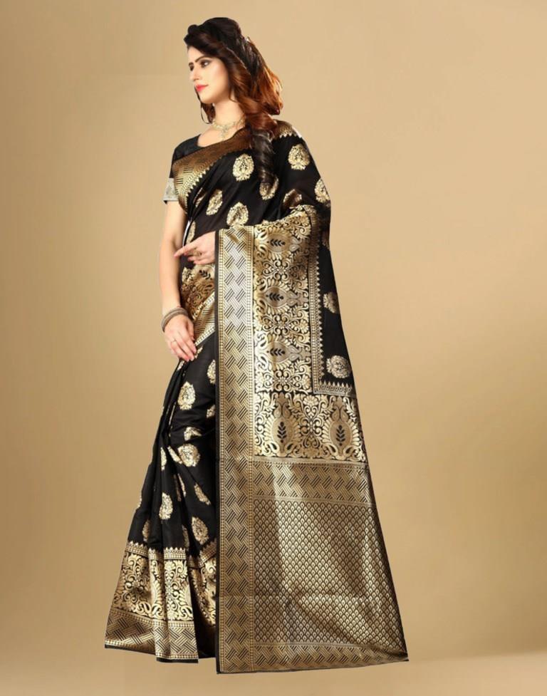 Black Jacquard Banarasi Silk Saree