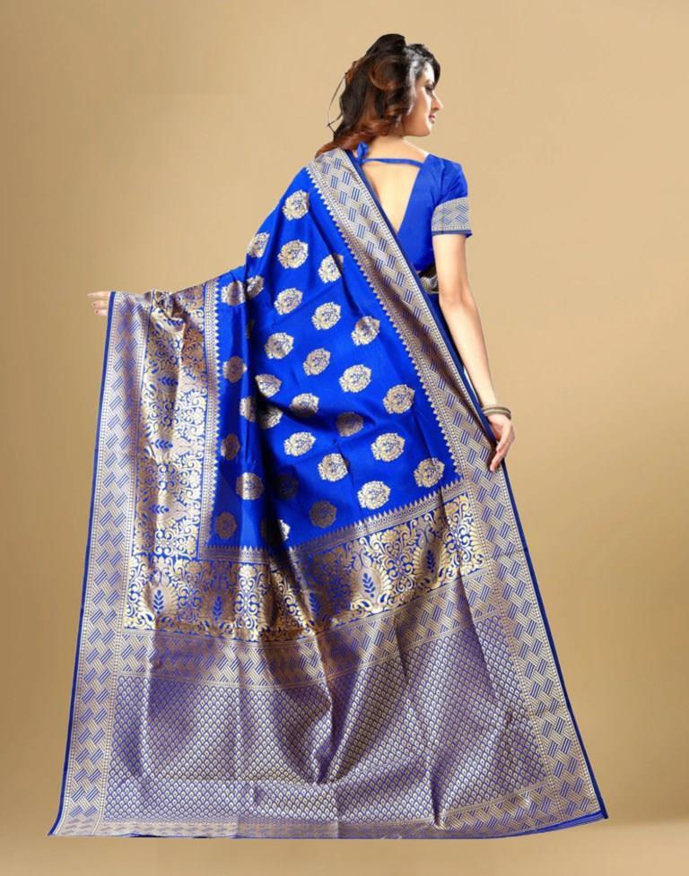 Blue Jacquard Banarasi Silk Saree