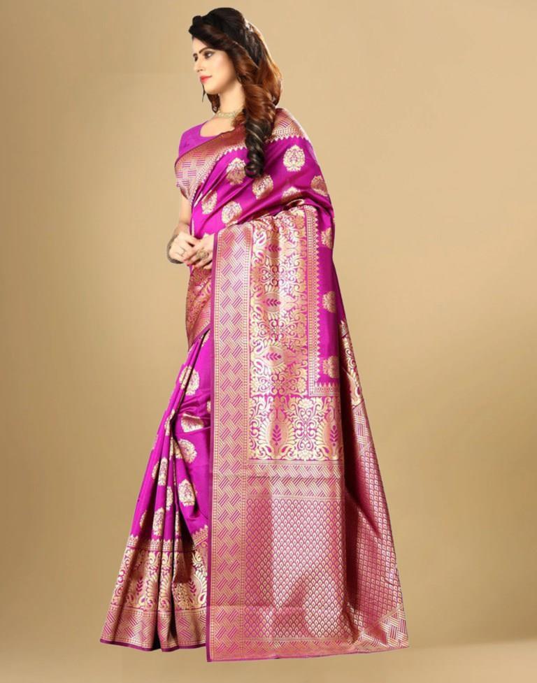 Pink Jacquard Banarasi Silk Saree