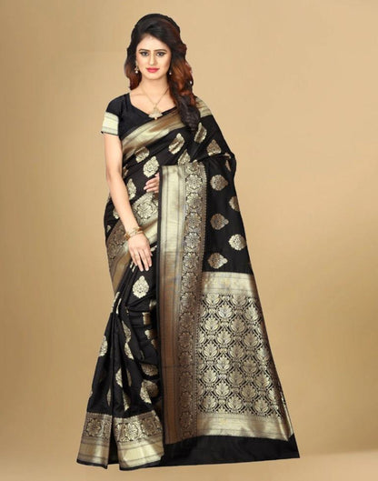 Black Jacquard Banarasi Silk Saree