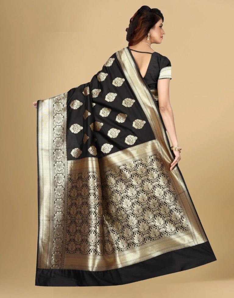 Black Jacquard Banarasi Silk Saree