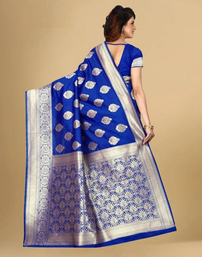 Blue Jacquard Banarasi Silk Saree