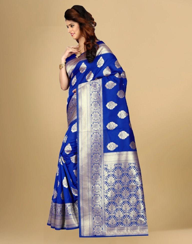 Blue Jacquard Banarasi Silk Saree