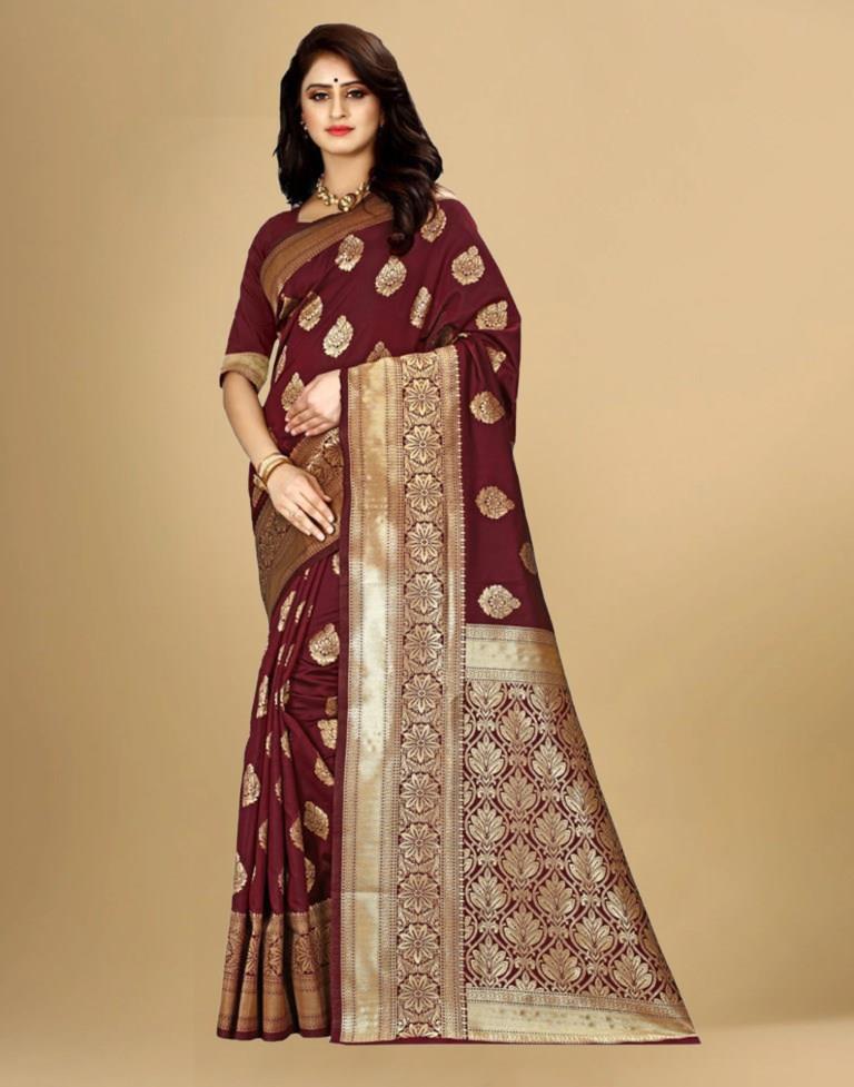 Maroon Banarasi Silk Saree