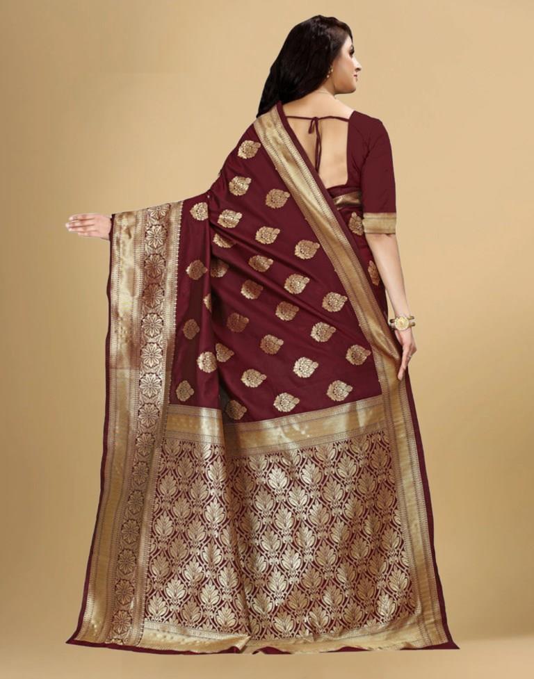 Maroon Banarasi Silk Saree