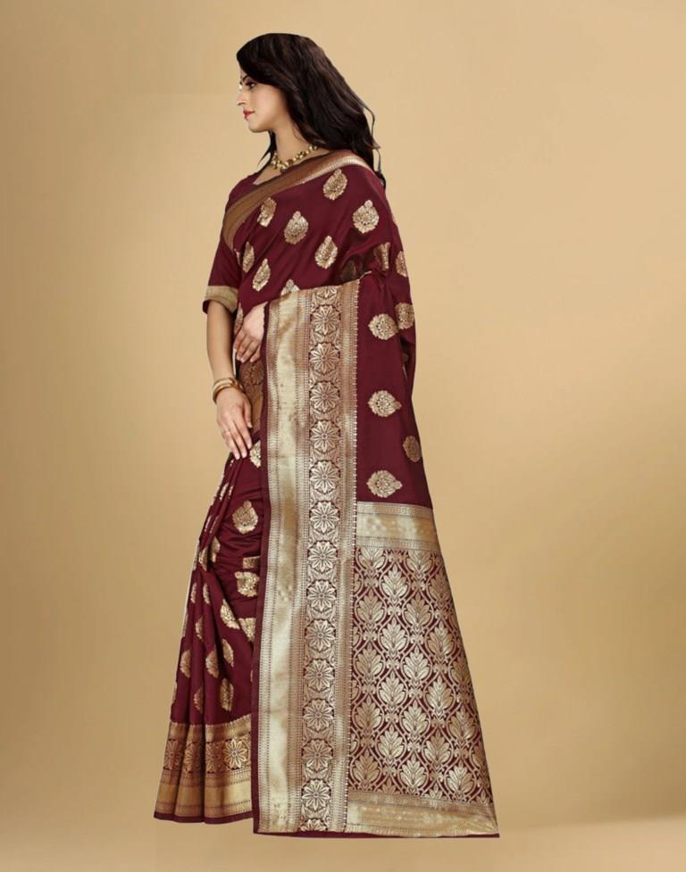 Maroon Banarasi Silk Saree