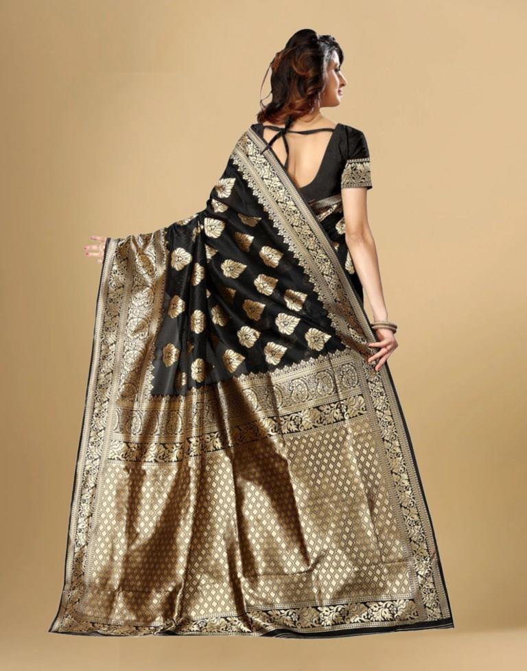 Black Jacquard Banarasi Silk Saree