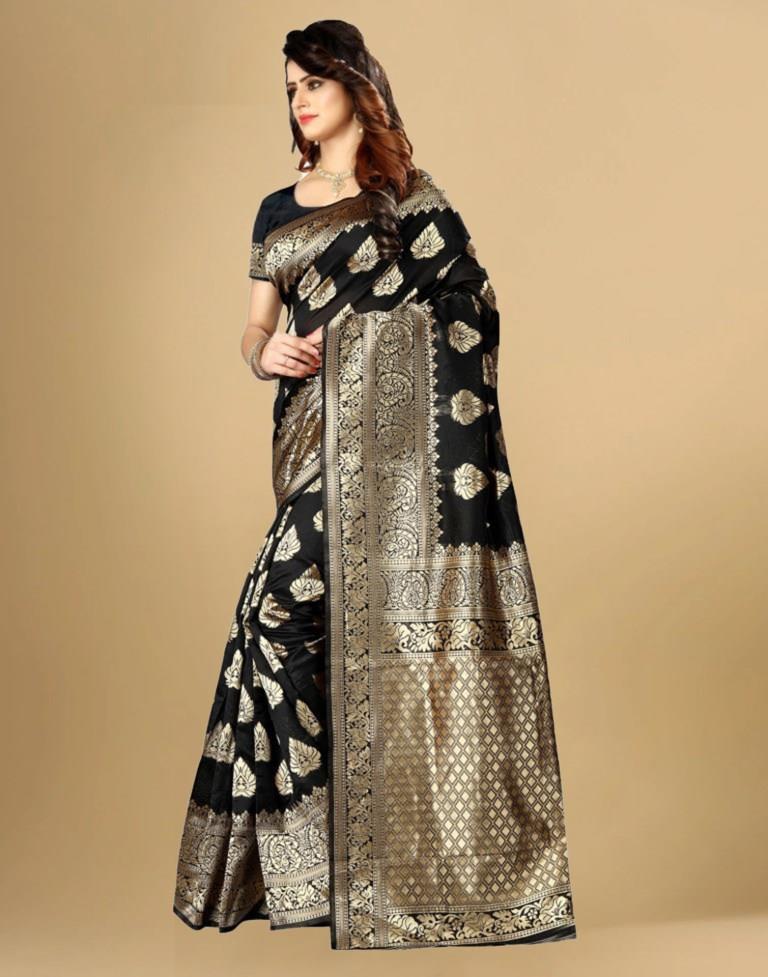 Black Jacquard Banarasi Silk Saree