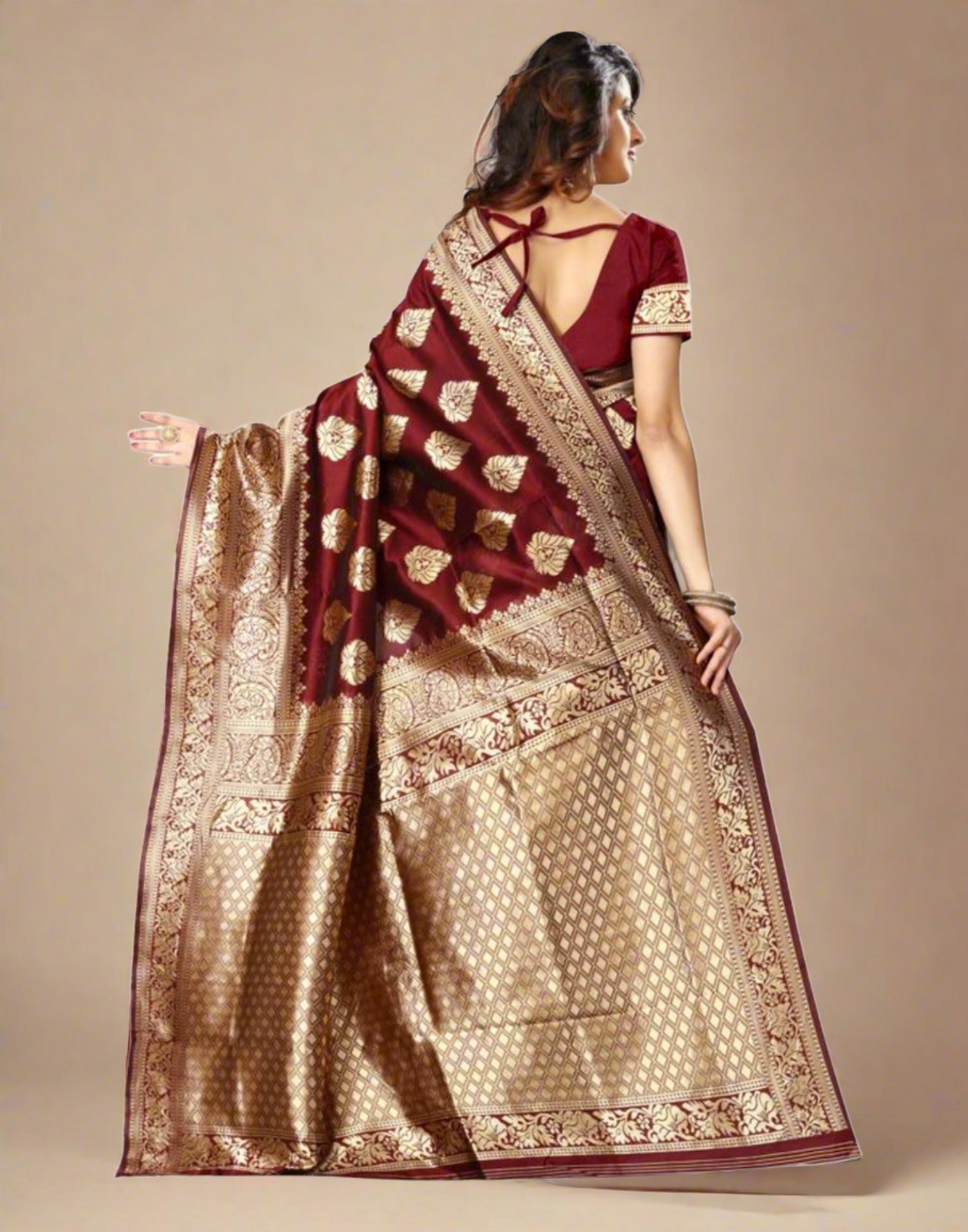 Maroon Banarasi Silk Saree