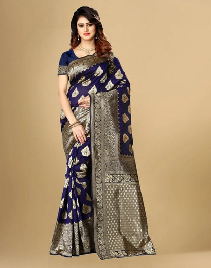 Navyblue Jacquard Banarasi Silk Saree