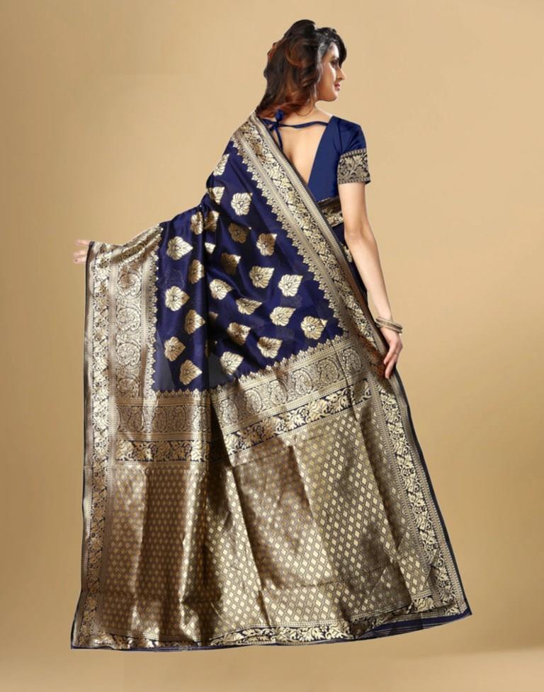 Navyblue Jacquard Banarasi Silk Saree