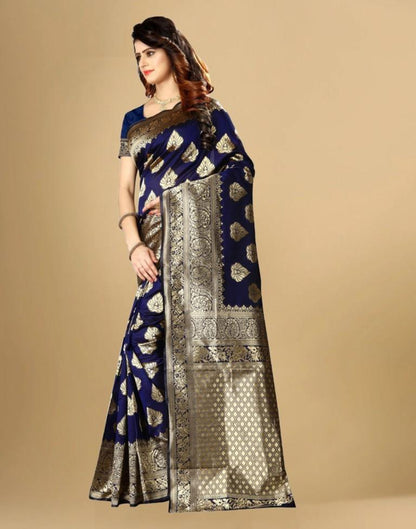 Navyblue Jacquard Banarasi Silk Saree