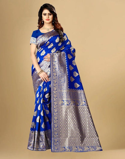 Blue Jacquard Banarasi Silk Saree