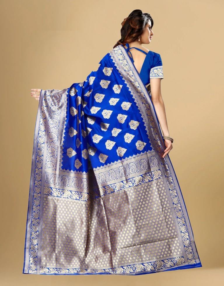 Blue Jacquard Banarasi Silk Saree