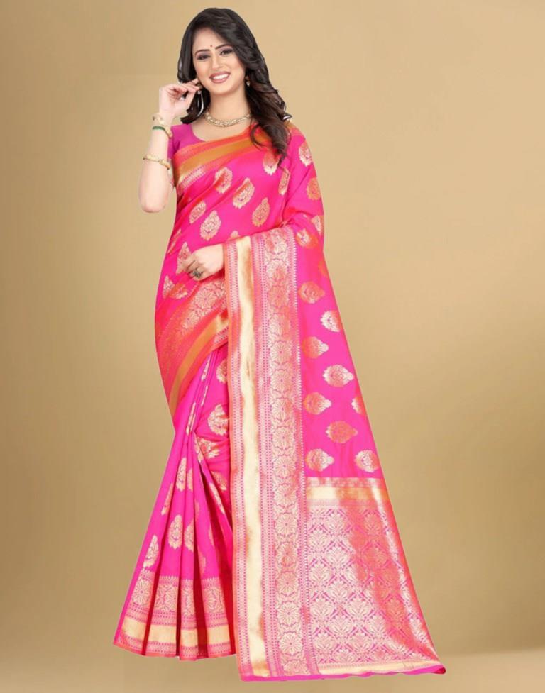 Pink Banarasi Silk Saree