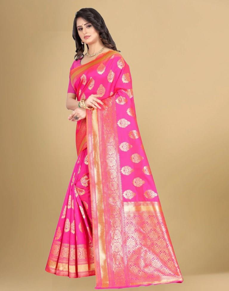 Pink Banarasi Silk Saree