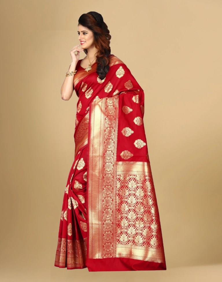 Red Jacquard Banarasi Silk Saree