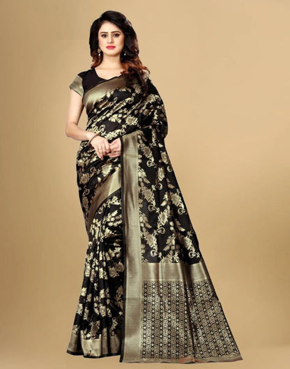 Black Jacquard Banarasi Silk Saree