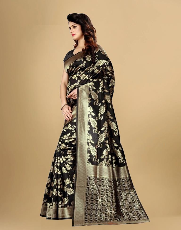 Black Jacquard Banarasi Silk Saree