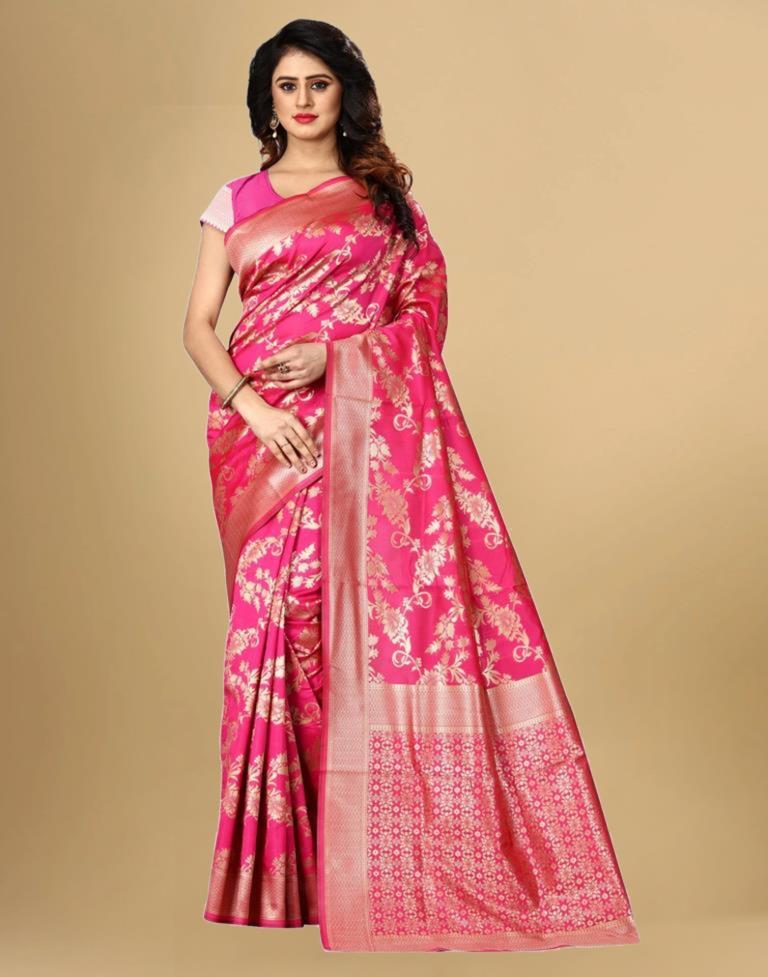 Pink Banarasi Silk Saree