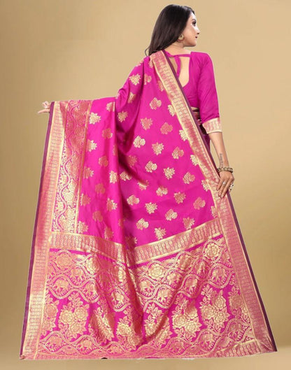 Rani Pink Jacquard Banarasi Silk Saree