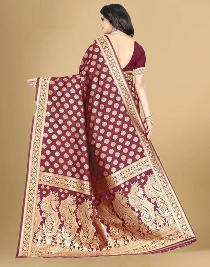 Maroon Banarasi Silk Saree