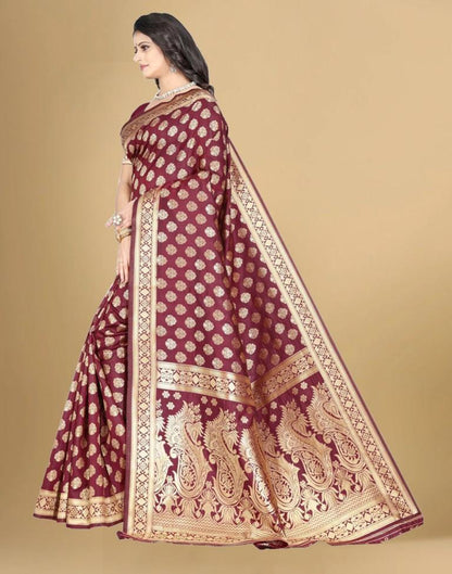 Maroon Banarasi Silk Saree