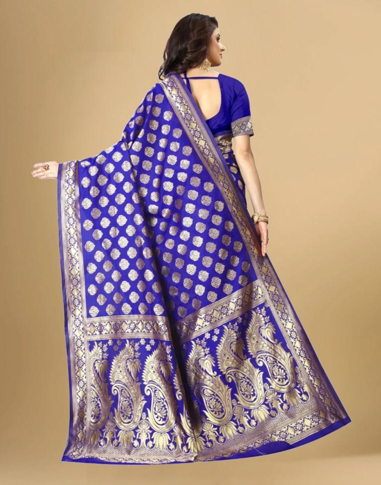 Violet Jacquard Banarasi Silk Saree