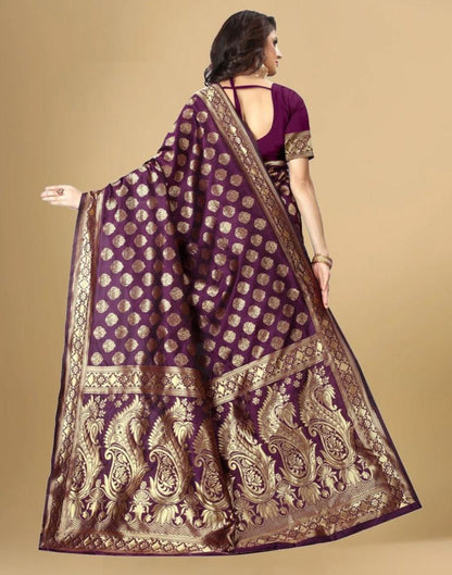 Purple Jacquard Banarasi Silk Saree