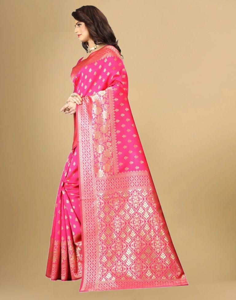 Pink Banarasi Silk Saree